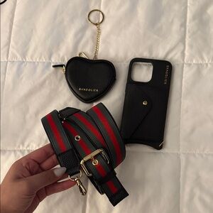 Bandolier Kimberly Adjustable Crossbody iPhone 15 Pro Max with Mini Heart Pouch